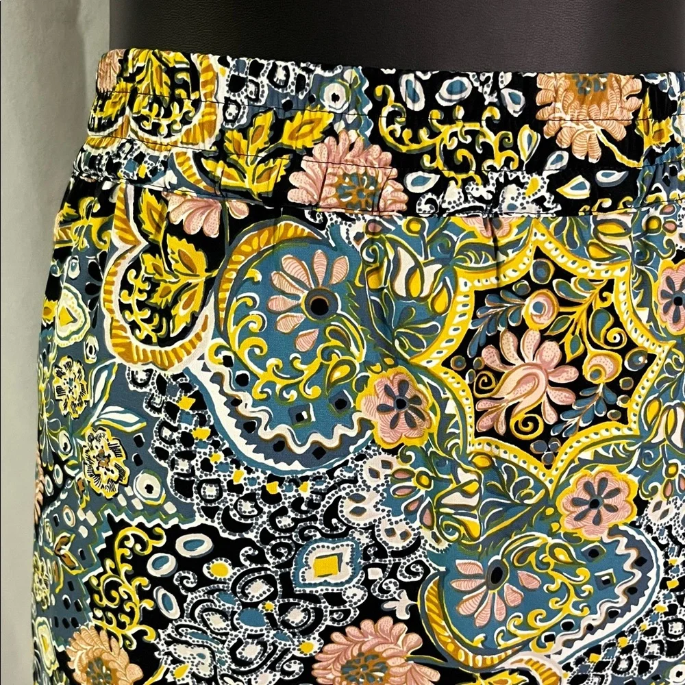 LOFT Multicolor Paisley Print Pull-On Skirt